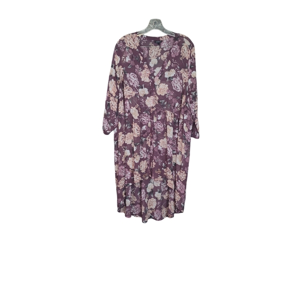 Torrid Women's Floral Plum Chiffon Hi Low Tunic Top SZ 3x - Picture 4 of 6
